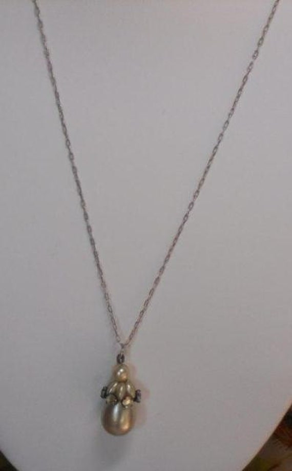 1920's Pale Pink Pearl Cluster Pendant, on a Fine 