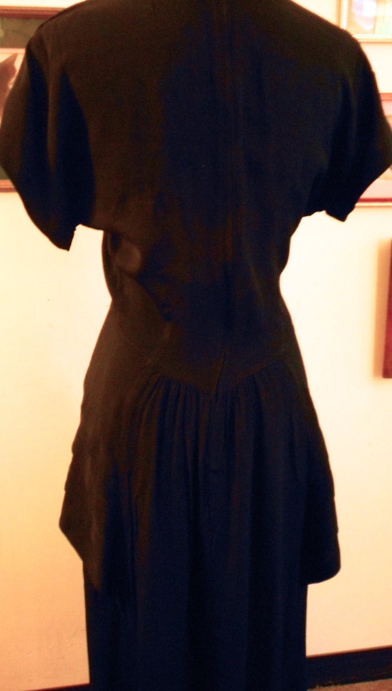 1940's, 36" bust, black rayon crepe dress - image 2