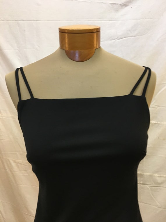 1990s, 34" bust, long black crape , fully lined wi