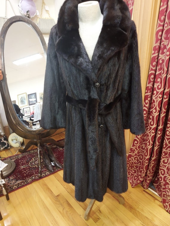 1980s, 40" bust, black ranch mink coat - image 3