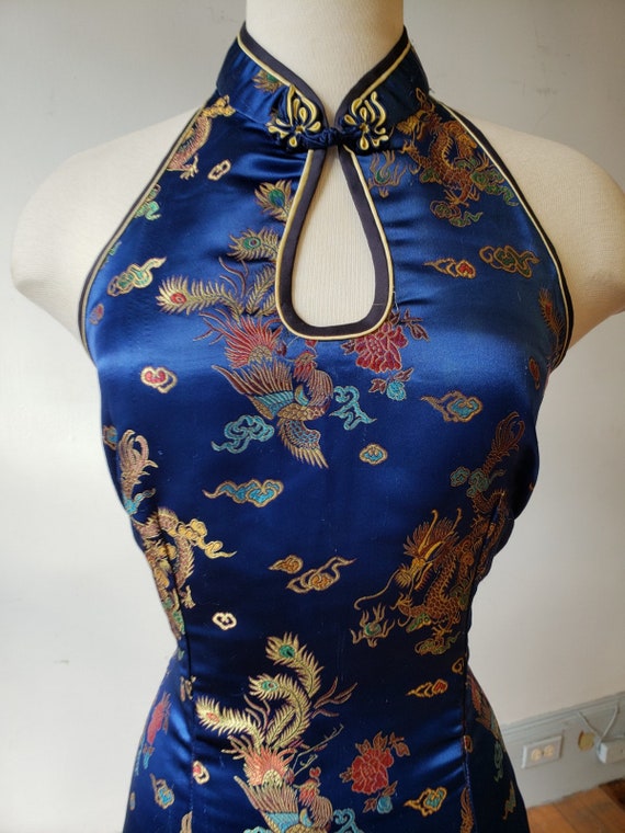 1990s, 36" bust, Chinese, satin brocade halter to