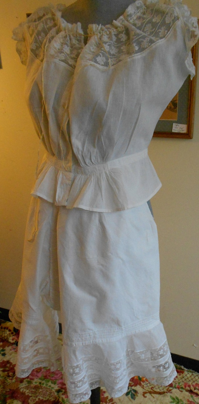 1890's-1900, one size drawer string bloomers, of white lawn cotton image 3
