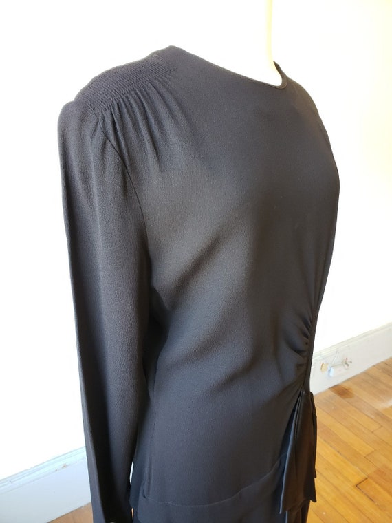 1940s, 40" bust, black rayon crepe dress - image 3