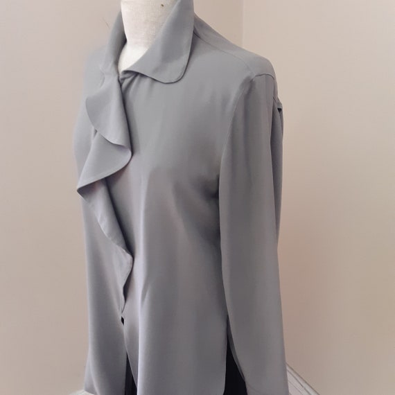 1980s, 36" bust, gray Armani silk blouse - image 4