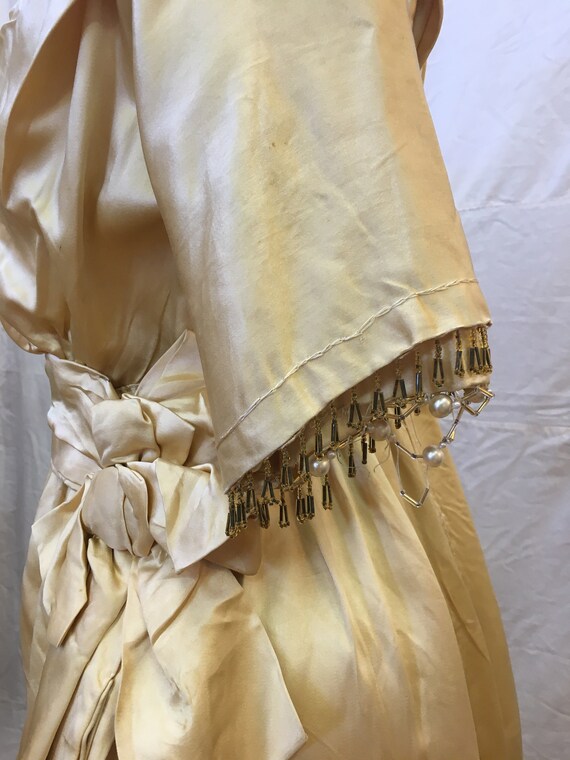 1916, 34"" bust, pale gold silk satin gown - image 4