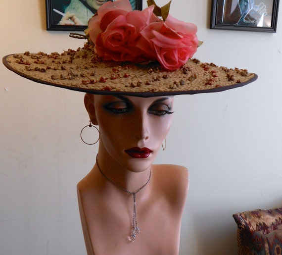 1930's, size 22, pin wheel straw hat