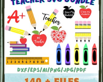 Diseños SVG para profesores / Paquete de gráficos escolares (más de 140 archivos)