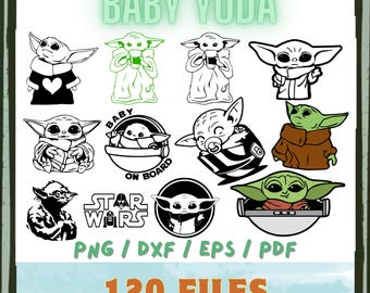 Paquete SVG de Baby Yoda, 120 archivos, Baby Yoda, Cumpleaños de Baby Yoday, Grogu SVG, Clipart de Baby Yoda, Descarga instantánea, Archivos SVG de Baby Yoda para Cricut