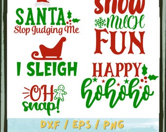 Paquete de frases navideñas / Frases divertidas de Papá Noel / Archivos SVG de Cricut