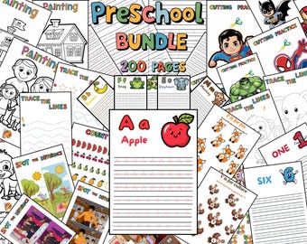 Paquete de aprendizaje preescolar: Trazado del alfabeto, números y formas (descarga digital)