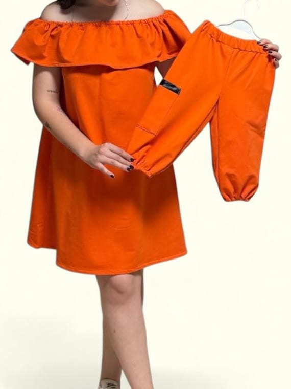 orange cotton dress pants Women's Paradisa Dunedin Orange Cotton Wide Leg Drawstring Pants | Size: L