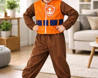 Dog Paw Rescue Costume for Kids | Orange Dog Costume | Puppy Hero Outfit | Toddler Halloween Costume | Dog Vest and Hat Set | Kids Dress Up