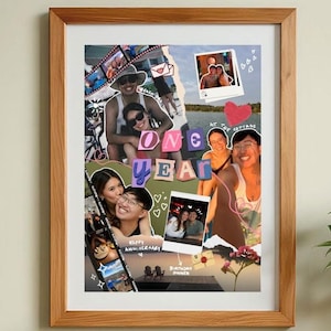 Gepersonaliseerde fotocollage, uniek verjaardagscadeau voor haar hem, aangepaste fotolijst, plakboek verlovingsfotoalbum