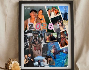 2025 Yearly Recap Personalized Photo Collage, Custom Unique Anniversary Gift, Family Collage, Scrapbook Picture Present for Him Her