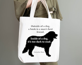 Groucho Marx "Man's best friend" dog book quote tote bag