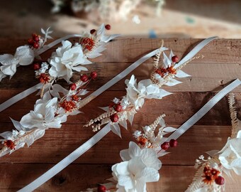 Custom-made bracelet with dried and preserved flowers - Ideal wedding accessory for bridesmaids and witnesses