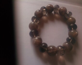 Smoky Quartz & Sunstone a natural stunner 15mm for a 7.5 inch wrist