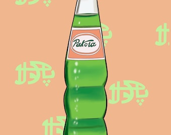 Pakola Drink Digital Art Print, Pakistani Soda Pop Illustration