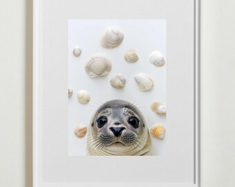 Baby seal nursery print