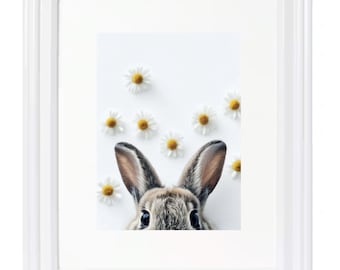 Baby Bunny with Daisies art print