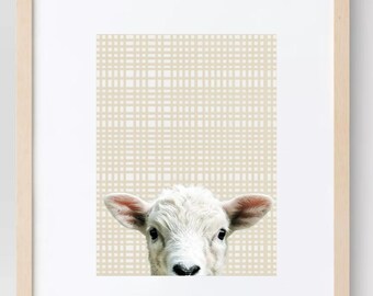 Baby Lamb Nursery Art, Kids Room Art