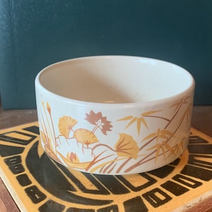 Vintage Stoneware MidCentury Bowl with Yellow Flowers (catchall)