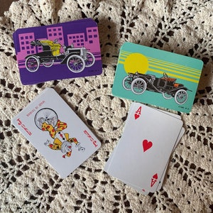 Cartas de baralho W.A. vintage de 1985 com caixa de armazenamento de madeira