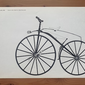 Set 1: Early Bicycles drawn by Alan Osbahr Vintage Prints (1980s, Hugh Evelyn Print)