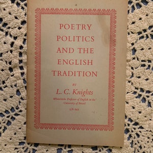 Poesie,Politik, und die Englische Sprache von L.C. Ritter (Chatto & Windus, 1954, Erstausgabe)