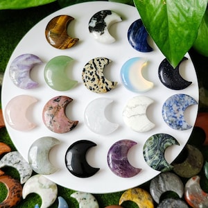 1.2 &quot; Crystal Carved Moon, Gemstone Moon, Natural Crystal Moon, Moon Crystal Decoration, Healing Crystal, Energy Crystal, Gift