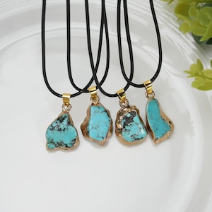 Turquoise Necklace, Blue Turquoise Necklace, Turquoise Pendant Necklace, Blue Necklace, Natural Crystal Necklace, Stone Pendant, Gift
