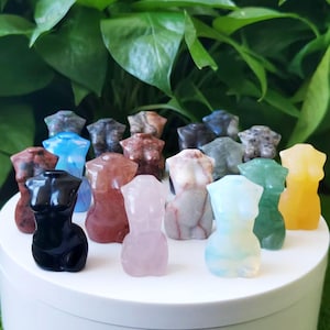 1.6&quot; Hand Carved Crystal Goddess Torso Body, Crystal Female Body, Mini Torso Model, Gemstone Female Body, Healing Crystal, Energy Crystal