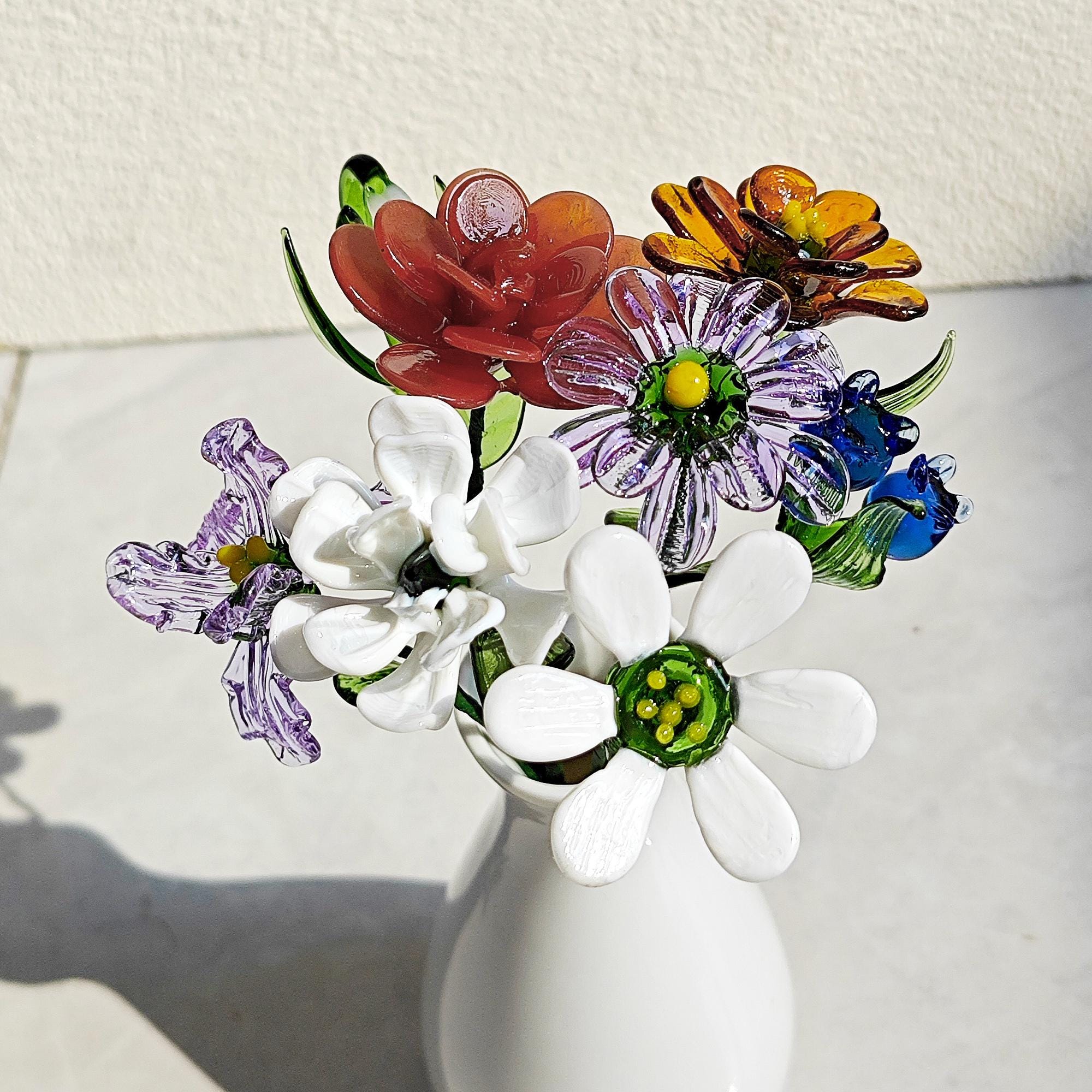 Handmade Glass Birth Month Flower, Birth Flower Bouquet, Flower Figurine, Unique Home Decor, Birthday Commemorative Gifts, Birth Flower Gift