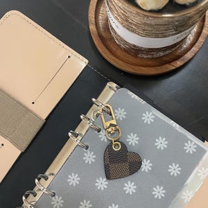 Binder charm - Mini check canvas heart