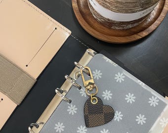 Binder charm - Mini check canvas heart