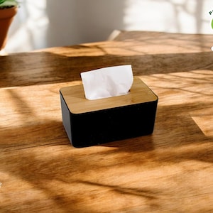Porta pañuelos de madera / Elegante servilletero para mesa / Almacenamiento rústico de papel para mesa / Organizador decorativo para el hogar y la cocina