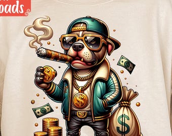 Pug png, Cute Dog PNG File, Gangster Dog Clipart, Hippie Dog jpeg, Hipster Doggo jpg, Rich Cool Animal, Funny Animal, Mafia Boss Pitbull png