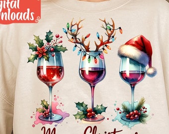 Wine Merry Christmas png, Holiday Cheers png, Christmas Cocktails jpeg, Party Drinks jpg, Santa Hat png, Cheers to Toast png, Tis the Season