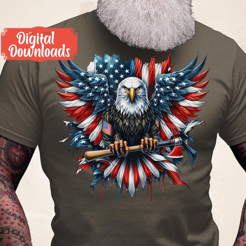 Heroic Firefighter Eagle Graphic Tee main image 1
