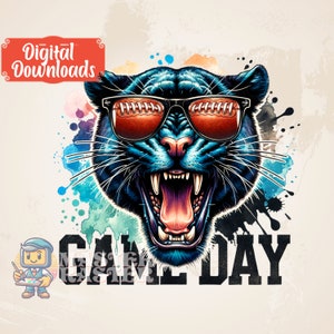 Game Day Football Panther Png, Files for Sublimation, Football Png, Football Shirt, Football Clipart, Game day Png, Football Season Png