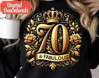 70 Fabelhafter Geburtstag Png, 70er Jahre Geburtstag Png, Geburtstag Königin Png, Vintages Hemd Png, Geschenk Geburtstag Prinzessin Clipart, Gealtert zur Perfektion Png