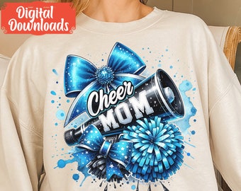 Cheer Mom Png, Sublimation Files, Coquette Blue Bow Png, Pom Pom Cheer Mom Png, Cheerleader Png, Cheer Shirt, Football Mom Png, Football Png