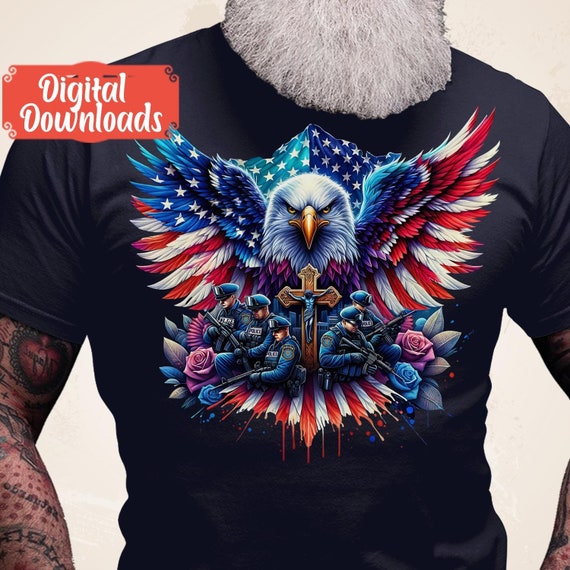 USA Patriotic Eagle Police Scene PNG, First Responder Png, US Patriotic Png, Police Png, Usa Png, Blue Line Png, Veteran Png, Us Eagle Png
