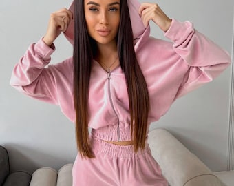 Women Velour Tracksuit | Sweatshirt and Pants | Warm Casual Tracksuit | Fast Shipping
