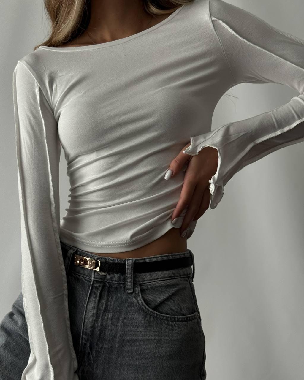 LONGSLEEVE - Long Sleeve Shirt - Visible Seams - Black