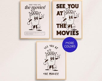 Retro Popcorn Cinema Print: Home Theater Decor | DIGITAL DOWNLOAD