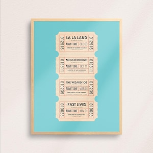 Impresión de entradas de cine personalizadas con las 4 mejores películas favoritas en Letterboxd / Impresión artística personalizada / Decoración de pared para cinéfilos / DESCARGA DIGITAL