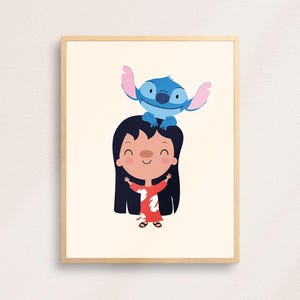 Lilo & Stitch | Original Illustration Art Print | Disney Printable Wall Art | Home Decor Kid’s Nursery Poster | DIGITAL DOWNLOAD