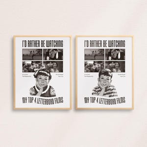 Impression rétro personnalisée des 4 meilleurs films Letterboxd : oeuvres d&#39;art personnalisées | TÉLÉCHARGEMENT NUMÉRIQUE