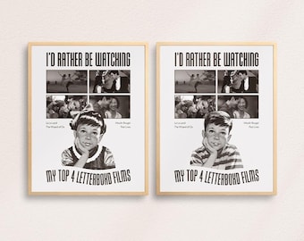 CUSTOM Letterboxd Top 4 Films Retro Print: Personalized Movie Art | DIGITAL DOWNLOAD